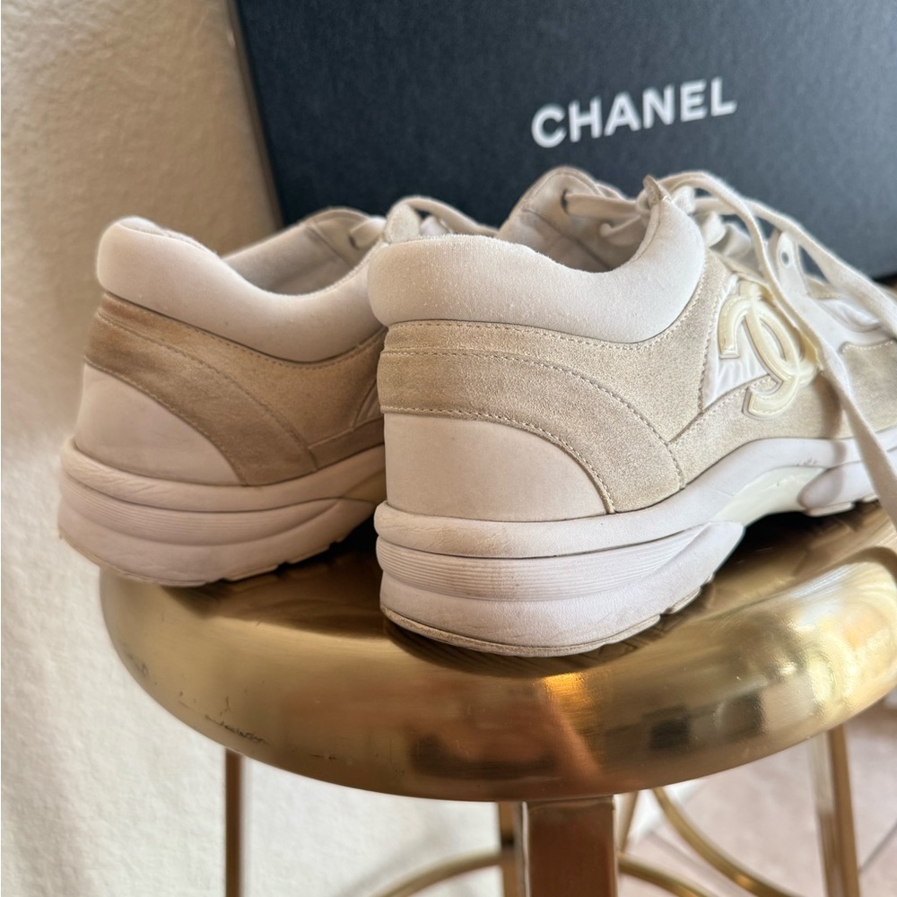 Chanel Women's Sneakers off-white, suede leather & fabric 38 - Picture 5 of 12